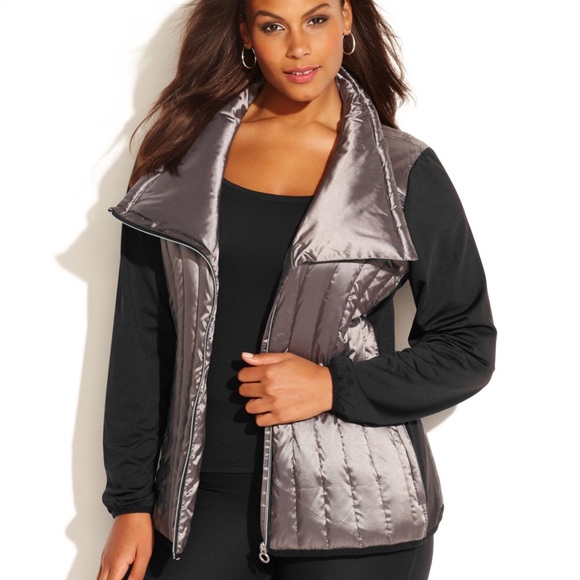 calvin klein performance plus size asymmetrical puffer jacket
